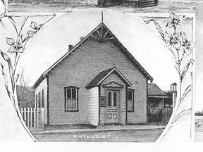 1886: Methodist Church on Main Street  Photo taken by H. J. Perrier