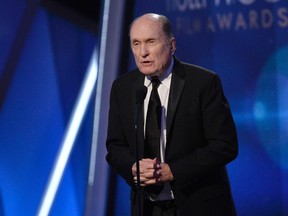 Actor Robert Duvall accepts the supporting actor award for his role in "The Judge" during the Hollywood Film Awards in Hollywood, California November 14, 2014.  REUTERS/Kevork Djansezian