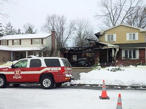 A fire tore through the garage at 215 Gadsby Ave. in Welland early Friday morning, which resulted in significant smoke and water damage to the attached home. (Supplied Photo)