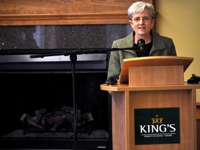 Sue Wilson of Sister’s of St. Joseph speaks during a news conference at King’s University College Dec. 12, 2014. CHRIS MONTANINI\LONDONER\QMI AGENCY