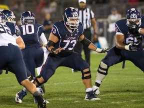 Ottawa's Alex Mateas has been slotted in as the second-ranked CFL Draft-eligible player. Steve Slade/UConn Athletics