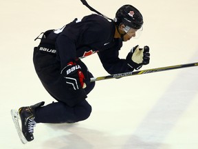 Darnell Nurse skates up the ice during the Canadian world junior selection camp at the MasterCard Centre in Toronto on December 12, 2014. (Dave Abel/Toronto Sun/QMI Agency)