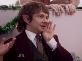 Martin Freeman  plays a mashup of two of his most memorable roles: Tim Canterbury from The Office and Bilbo Baggins from The Hobbit on SNL.
