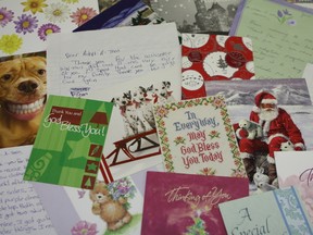 Thank you cards and letters from Adopt-A-Teen recipients. Claire Theobald/Edmonton Sun