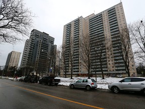 Police appealed to residents at 100 High Park Ave. for information which would help officers investigating a fatal stabbing. (MICHAEL PEAKE, Toronto Sun)