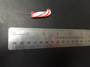 Dollar stores in Newfoundland have pulled a brand of candy cane from their shelves after someone reported finding a metal wire inside one during a Santa Claus parade.
(Photo from Great Canadian Dollar Store's Facebook page)