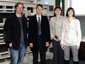 Touring the former Wellington Street Public School in this 2011 file photo were Andrew Gunn, trustee of the Dorothy Palmer estate, Richard Myers, president of Algoma University, St. Thomas Mayor Heather Jackson and Katy Gill, a Parkside Collegiate Institute grad who graduated from Algoma University with a degree in fine arts.
(File photo)