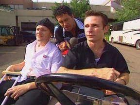 Bill Welychka rides on a golf cart with members of Green Day. (Courtesy Bill Welychka)