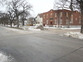 The intersection of Burrows Avenue and Charles Street. A woman found stabbed at the location early Sunday has since died. (Brian Donogh/Winnipeg Sun)