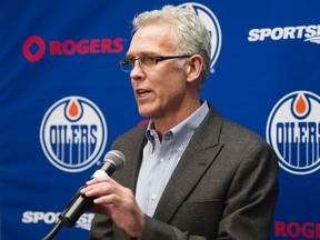 Oilers GM Craig MacTavish announced the firing of Dallas Eakins as the team's head coach at the Oilers office Monday. (David Bloom, Edmonton Sun)