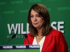 Wildrose leader Danielle Smith speaks to the media on the PC Leadership campaign during a news conference at the Legislature annex in Edmonton, Alberta on September 5, 2014.  Perry Mah/Edmonton Sun/QMI Agency