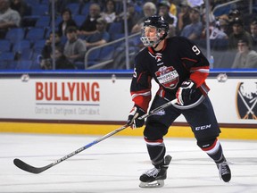 Jack Eichel watches the play develop during the All-American hockey prospects game in Buffalo, N.Y., on Sept. 25, 2014. (Patrick McPartland/QMI Agency)