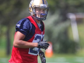 CFL Winnipeg Blue Bombers corner back Derek Jones during team practice in Winnipeg. Tuesday,  July 22, 2014.  Chris Procaylo/Winnipeg Sun/QMI Agency