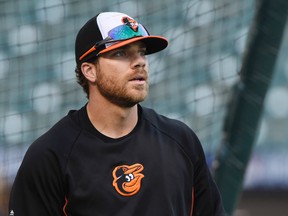 Baltimore Orioles first baseman Chris Davis (19) walks out of the batting cage during workouts the day before game one of the 2014 ALCS against the Kansas City Royals at Oriole Park at Camden Yards. (Tommy Gilligan-USA TODAY Sports)