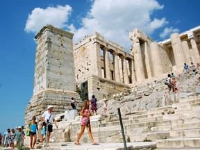 The Acropolis features four major monuments — the Parthenon, Erechtheion, Propylaea, and Temple of Athena Nike — all of which survive in remarkably good condition given the battering they’ve taken over the centuries. (Rick Steves Photo)