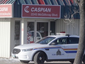 RCMP executed a search warrant at Caspian Construction at 2245 McGillivray Blvd. in Winnipeg Wednesday, Dec. 17, 2014.