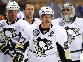 Sidney Crosby was all smiles upon his return from illness Thursday. (QMI Agency)