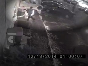 A screengrab from surveillance video outside the Midway Invader Club.