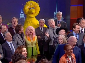 Stephen Colbert signs off with a star-studded version of "We'll Meet Again."
