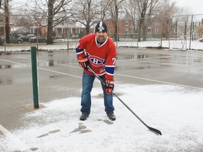 Town councillor Trevor Bazinet wants to see an outdoor hockey rink at the tennis courts in Victoria Park. He has drummed a number of volunteers and raised $2,500 to cover the costs. More than a dozen local businesses have stepped up to help out. Bazinet hopes to get final approval from council before the first meeting of January. (DAVE FLAHERTY/GODERICH SIGNAL STAR)