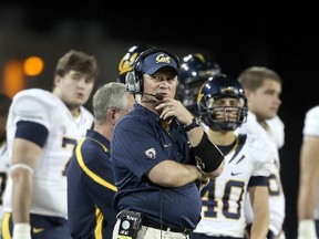 Jeff Tedford of the California Golden Bears stands on the sidelines during his game against the Arizona Wildcats at Arizona Stadium on September 25, 2010 in Tucson, Arizona. (Christian Petersen/Getty Images)