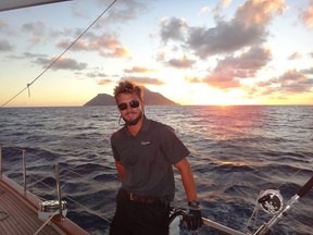 Nathan Francisty of Orillia, Ont., pictured here while working on a sailboat in the Pacific Ocean. (Facebook)