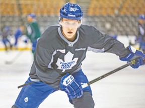 Jake Gardiner skates during practice at the Air Canada Centre on Friday ahead of Saturday night’s game against the Flyers. (ERNEST DOROSZUK/Toronto Sun)