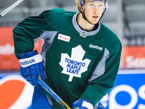 Carter Ashton during a Toronto Maple Leafs practice at the Air Canada Centre in Toronto on Dec. 19, 2014. (ERNEST DOROSZUK/Toronto Sun)