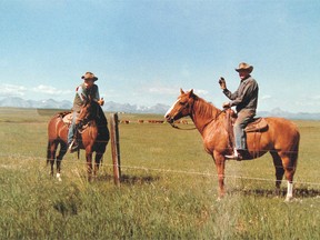 Bill Long and Henry Stewart Varley riding on the ranch. Photo from the Community Foundation.