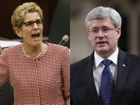 Premier Kathleen Wynne and Prime Minister Stephen Harper (File photos)