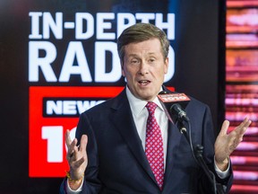 John Tory speaks during the Newstalk1010 mayoral candidates debate which was held at  299 Queen St. E. on Oct. 15. (ERNEST DOROSZUK, Toronto Sun)