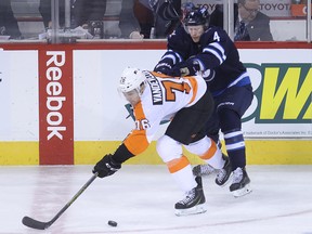 The Jets couldn't keep up with the Flyers on Sunday. (KEVIN KING/Winnipeg Sun)