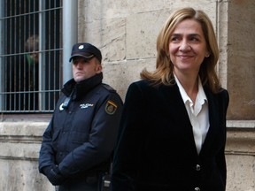 Spain's Princess Cristina, sister of King Felipe, arrives at a courthouse to testify before judge Jose Castro over tax fraud and money-laundering charges in Palma de Mallorca in this February 8, 2014 file photo. (REUTERS/Paul Hanna/Files)