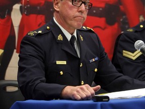Supt. Gary Steinke speakds to the media on the charges recommenced in the 2009 homicides of Barry Boenke and Susan Trudel during a news conference at RCMP headquarters in Leduc, Alberta on May, 11  2012.    PERRY MAH/EDMONTON