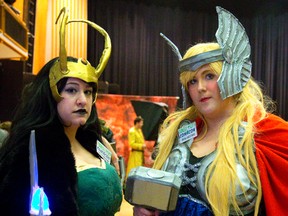 Sophia Sarantakos (Loki) and Meagan Wilcox (Thor) were among 2,300 people to attend the first-ever  Forest City Comicon, which was held at Centennial Hall last October.  (Mike Hensen/The London Free Press)