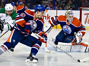 Anton Lander had a solid game against the Dallas Stars on Sunday. (Codie McLachlan, Edmonton Sun)