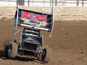 A driver powers down the back straight in a 360 Sprint car at Castrol Raceway inthis photo from 2014. A recent weekend of sprint car racing at the track could be the genesis of a regional sprint car circuit. (File)