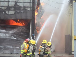 A massive fire in Plattsville caused the evacuation of 30 homes and destroyed the residence of one person. This photo was taken by local resident Peter Armstrong.