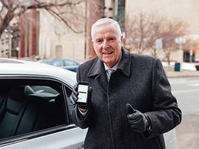 Former mayor Bill Smith with the Uber ap.