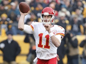 Chiefs quarterback Alex Smith will miss the final game of the regular season on Sunday due to a lacerated spleen. (Charles LeClaire/USA TODAY Sports)