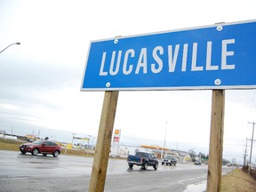 Signs have gone up marking the hamlet of Lucasville in Sarnia. The signs are part of a provincial directive to clearly mark places on the Ontario Road Map. TYLER KULA/ THE OBSERVER/ QMI AGENCY