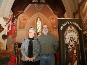 Christ Church Anglican Rev. Michael Rice with parishioner Pam Park, seen here Saturday at the church.