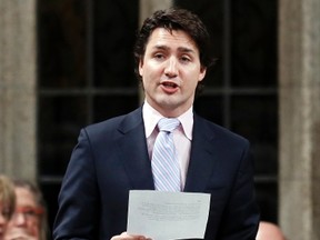 Liberal leader Justin Trudeau speaks during Question Period in the House of Commons on Parliament Hill in Ottawa April 9, 2014. REUTERS/Chris Wattie