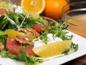 A citrus and goat cheese salad prepared by Jill Wilcox at Jill's Table in London on Friday December 12, 2014.