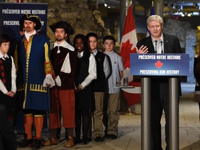 Stephen Harper speaks at the Chateau Frontenac in Quebec City.  (JEAN-FRANCOIS DESGAGNES/QMI AGENCY)