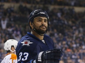 Dustin Byfuglien is likely to stay on defence even after the Jets' injury woes on the blue-line dissipate. (Bruce Fedyck-USA TODAY Sports file photo)