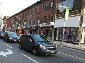 Ottawa cops are hunting for witnesses and suspects after a known gang member was shot in the back near this stretch of Bank St., bordered by Slater and Laurier. (DOUG HEMPSTEAD Ottawa Sun)