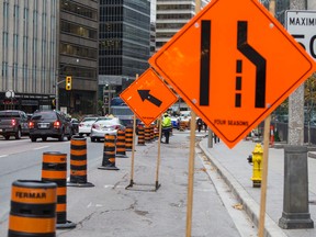 Construction along University Ave. near Adelaide St. W. in Toronto November 4, 2014. (Ernest Doroszuk/Toronto Sun)