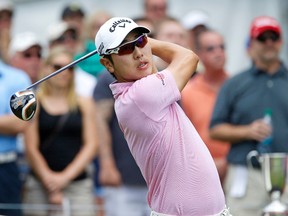 Sang-moon Bae hits his tee shot on the first hole during the final round of the Travelers Championship at TPC River Highlands. (David Butler II/USA TODAY Sports)