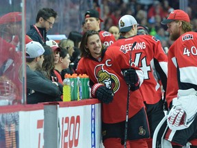 Ottawa Senators' Erik Karlsson talks with fans during the Sens Skill Competition at the Canadian Tire Centre in Ottawa on Tuesday, December 30, 2014. (Matthew Usherwood/Ottawa Sun)